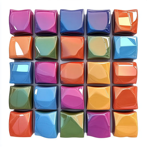 3D Mosaic Tiles photo realistic style flat white background