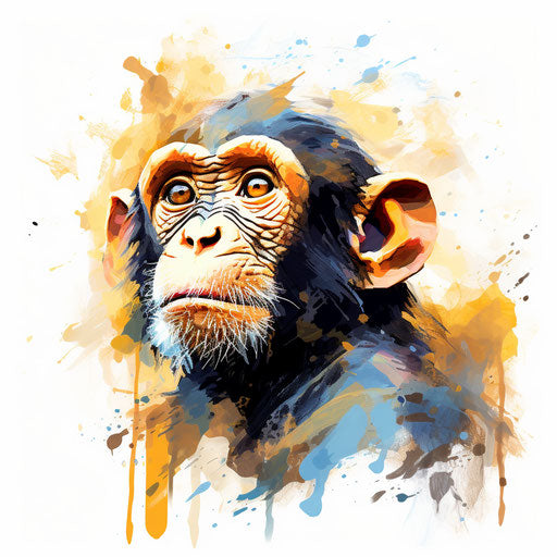 Monkey illustration in the style of Impressionistic Art