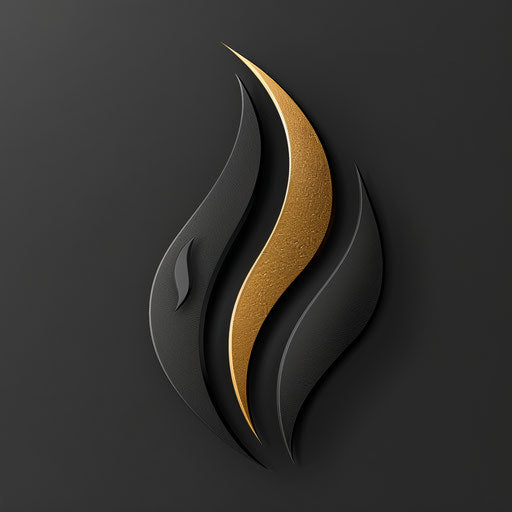 Luxurious brand logo in metallic gold and black on dark background