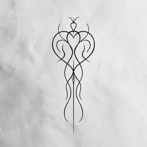 Minimalist flat tattoo sketch of a sigil for love