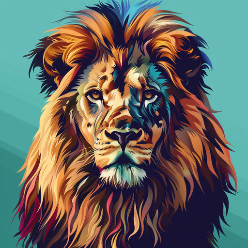 Photo realistic lion face clipart on random background
