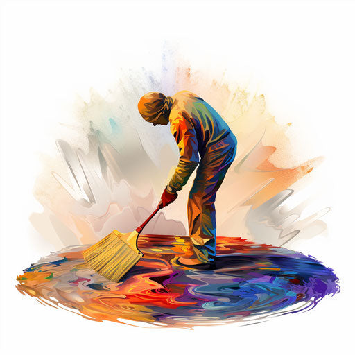 Cleaning clipart in the style of Impressionistic Art, on white background