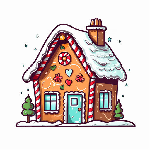 Gingerbread house in the minimalist style, on white background