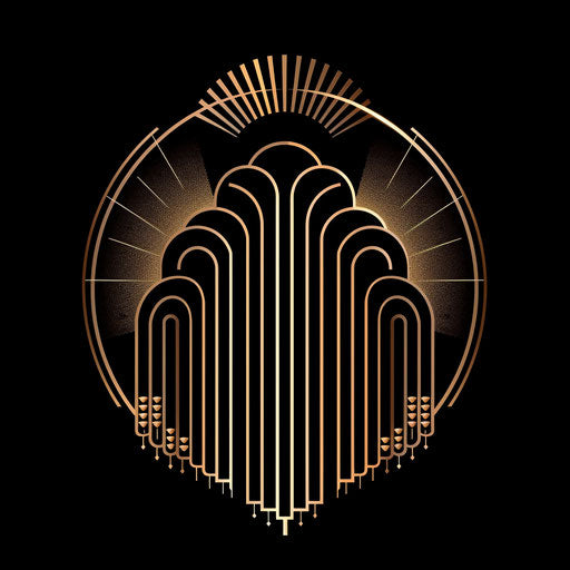 Art Deco logo design with luxurious background, rich colors