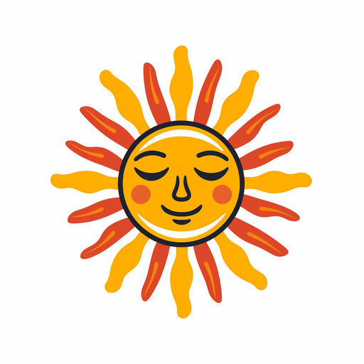 Minimalist style sun illustration on white background