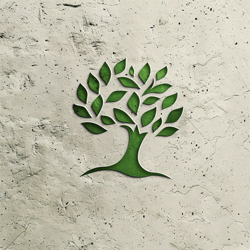 Natural logo with green accents on natural texture background