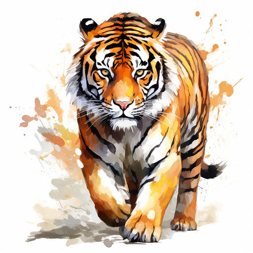 Tiger illustration in the style of Oil painting, on white background