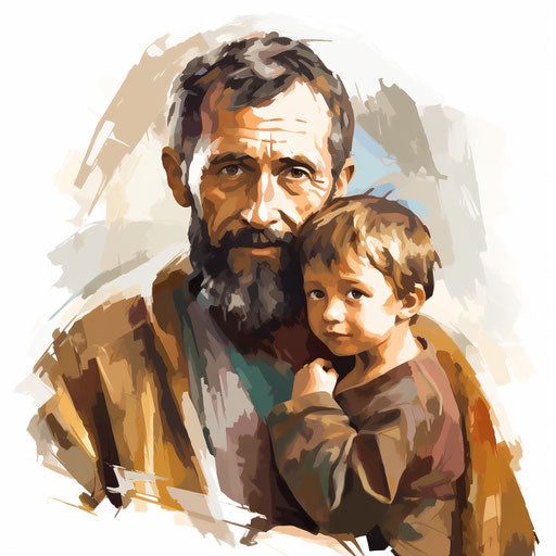 Father clipart in the style of Oil painting, on a white background