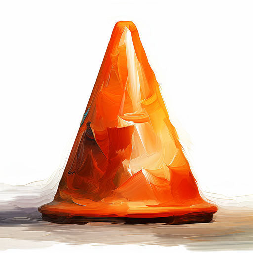Traffic cone in Oil painting style on white background