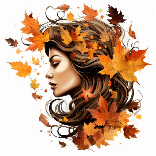 Fall clipart images in the style of Chiaroscuro Art, on a white background
