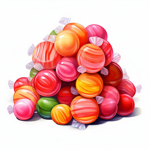 Candy drawing in the style of Chiaroscuro Art, on white background