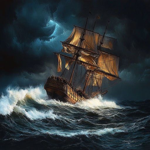 The Mayflower sailing across the ocean