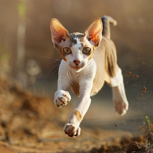 Cornish rex cat running