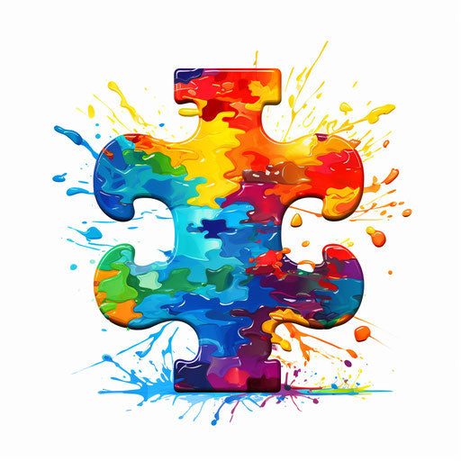 Vector puzzle piece in the style of Impressionistic Art, on white background