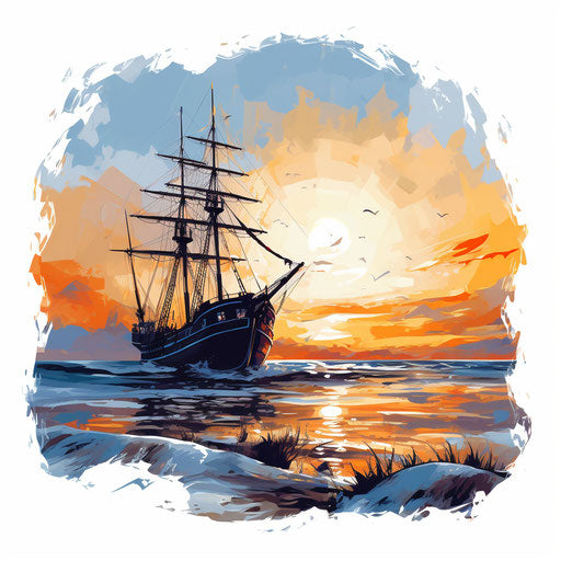 Oil painting style clip art design, on white background