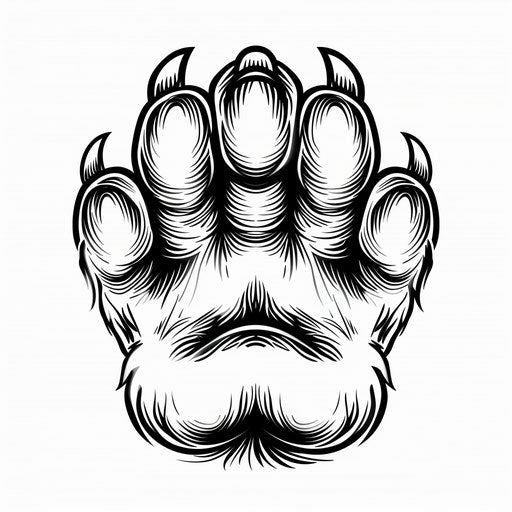 Flat tattoo sketch of bear paw with sharp clipart style