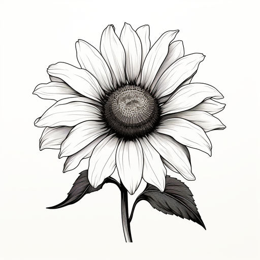 Minimalist sketch of a sunflower flower