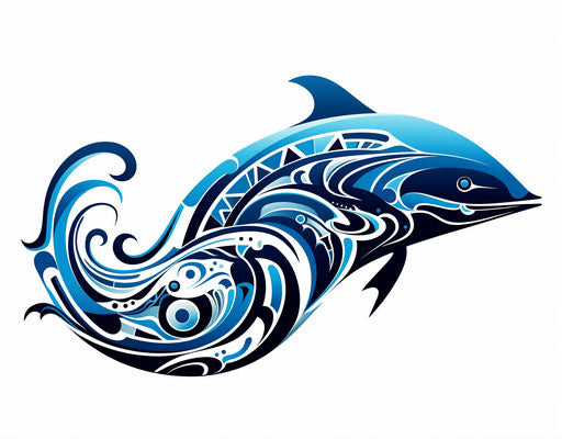 Tribal whale tattoo design, decorative abstraction