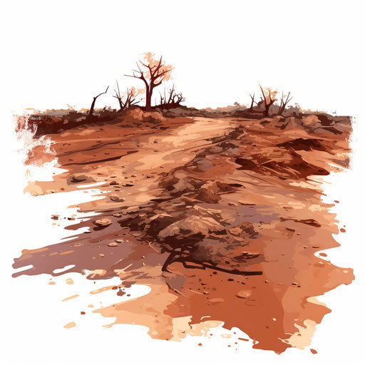Dirt illustration in the style of an oil painting, on white background