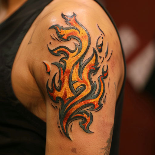 Tribal flames and fire armband tattoo