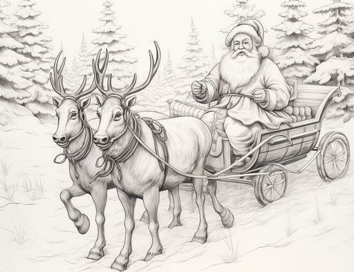 Free printable Christmas coloring pages, detailed hunting scenes
