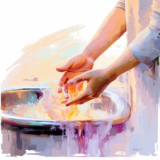 Hand washing clipart in the style of Impressionistic Art, on white background