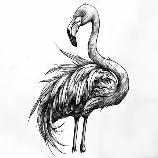 Chicano style flamingo tattoo design