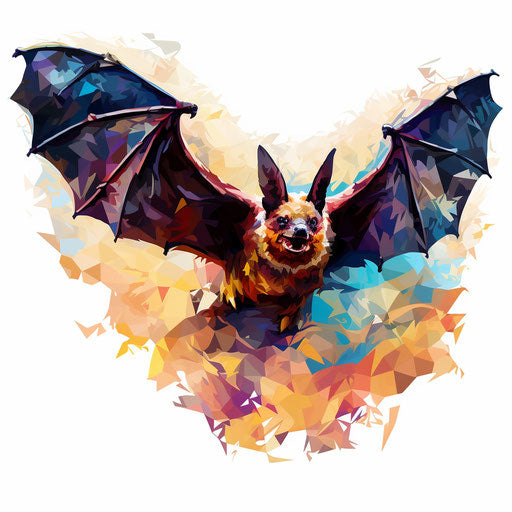 Bat illustration in the style of Impressionistic Art, on white background