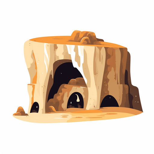 Cave illustration in the minimalist style, on white background
