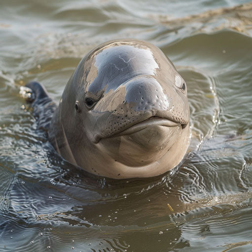 Close-up of a Yangtze finless porpoise with its unique smile