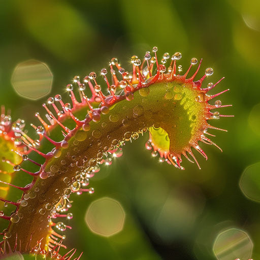 Carnivorous plant in the early morning, dew on traps