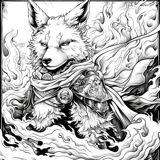 Heroic fox with epic elements in the style of Mark Schultz