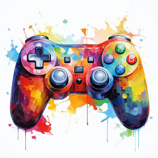 Game controller in Oil painting style, on white background