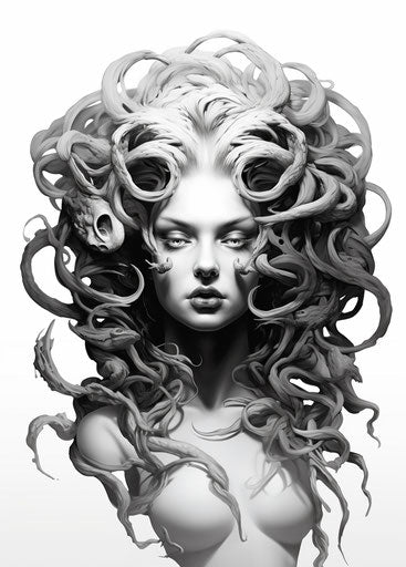 Medusa design concept black and white tattoo in 3D