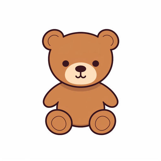 Minimalist-style teddy clipart on white background