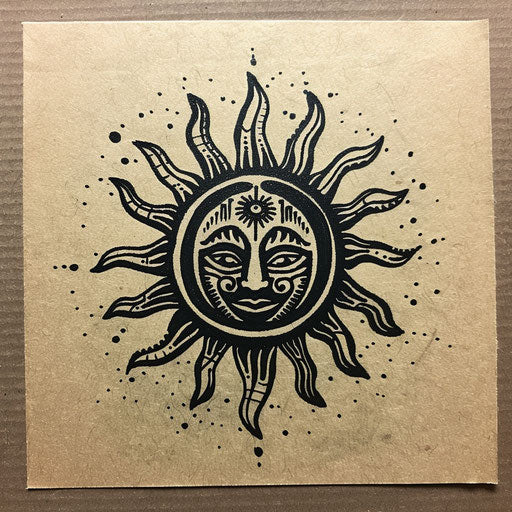 Small tribal sun, in the style of Humberto Ramos