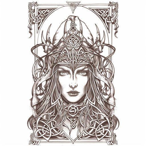 The High Priestess tarot, drawn in Celtic style for tattooing