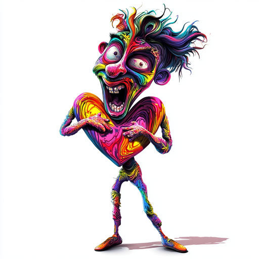 Humorous caricature of a love heart clipart