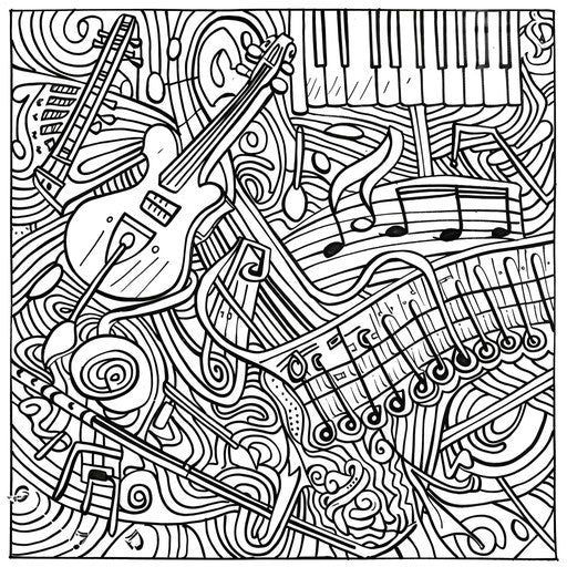 Whimsical music-themed doodle page