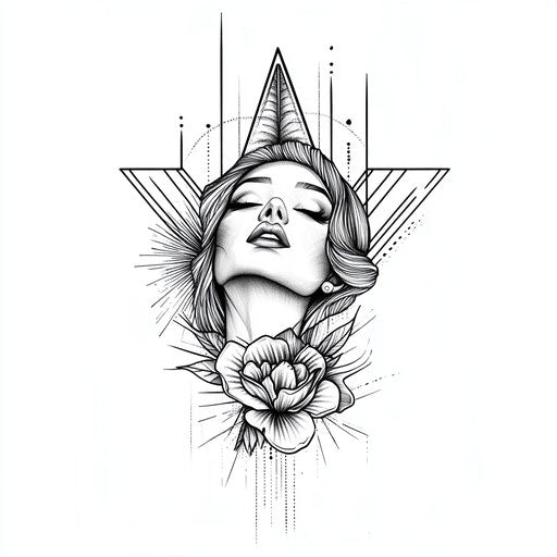 Flat tattoo design for female outer forearm with pop art aesthetic