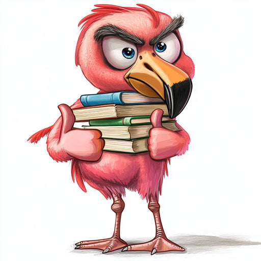 Humorous caricature of a flamingo caricature clipart with human characteristics