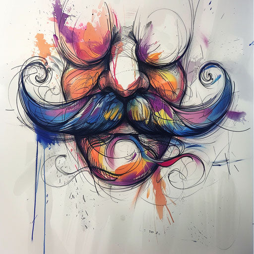 Expressionist tattoo sketch of a mustache
