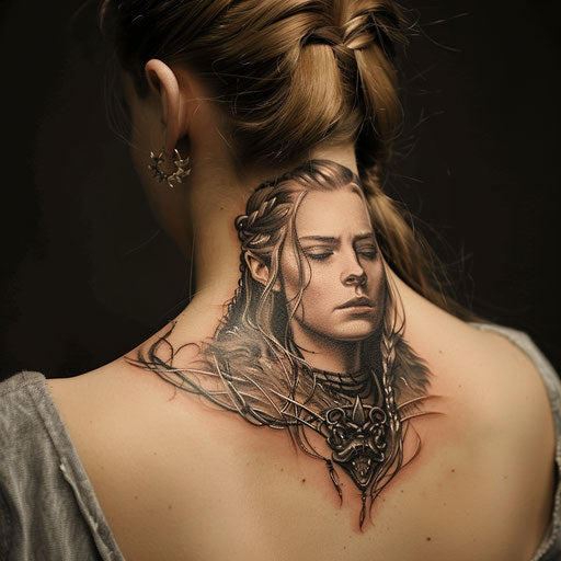 Neck tattoos for women with epic fantasy