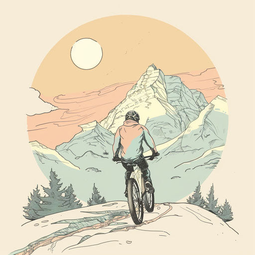 Biker in peaceful mountain landscape