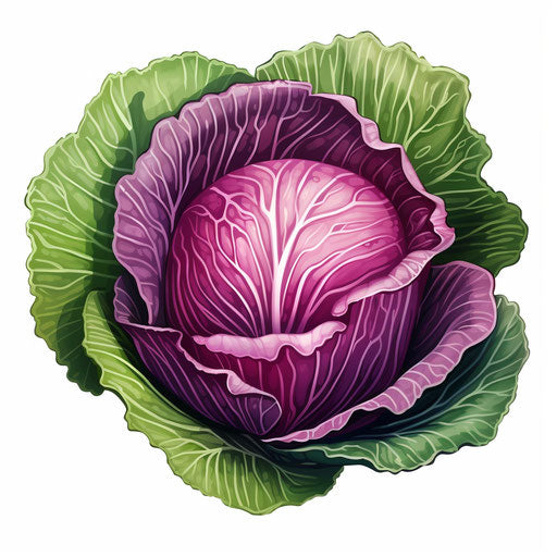 Cabbage clipart in the style of Chiaroscuro Art, on white background