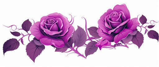 Purple roses clip art image in bold, cartoonish style
