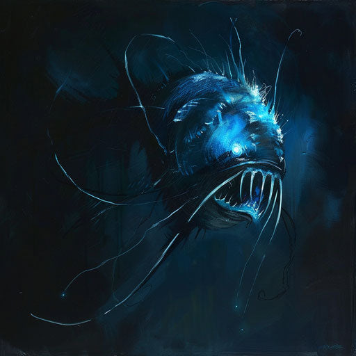 Angler fish with bioluminescent tendrils
