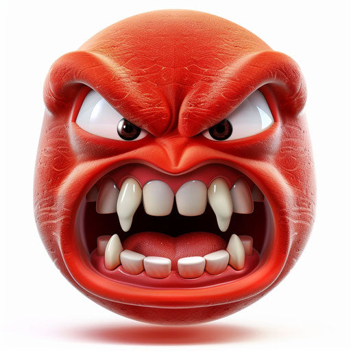Realistic angry clipart on flat white background