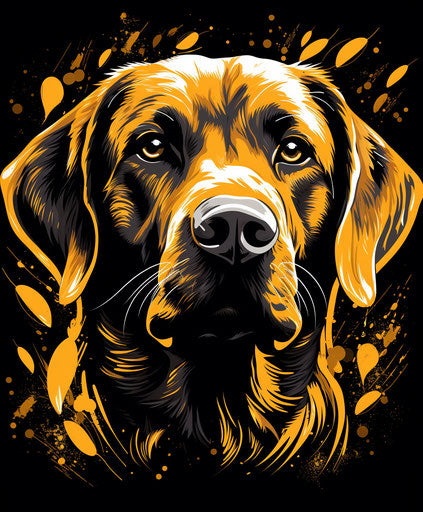 Labrador Retriever, stencil art style, classic tattoo motifs