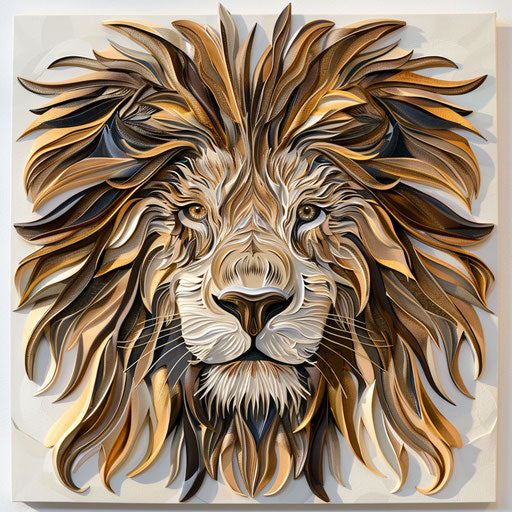 Bold neo-traditional lion with royal mane on white canvas